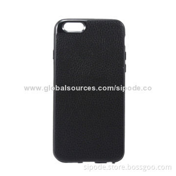 High quality black TPU case for iPhone 6, with leather sticking